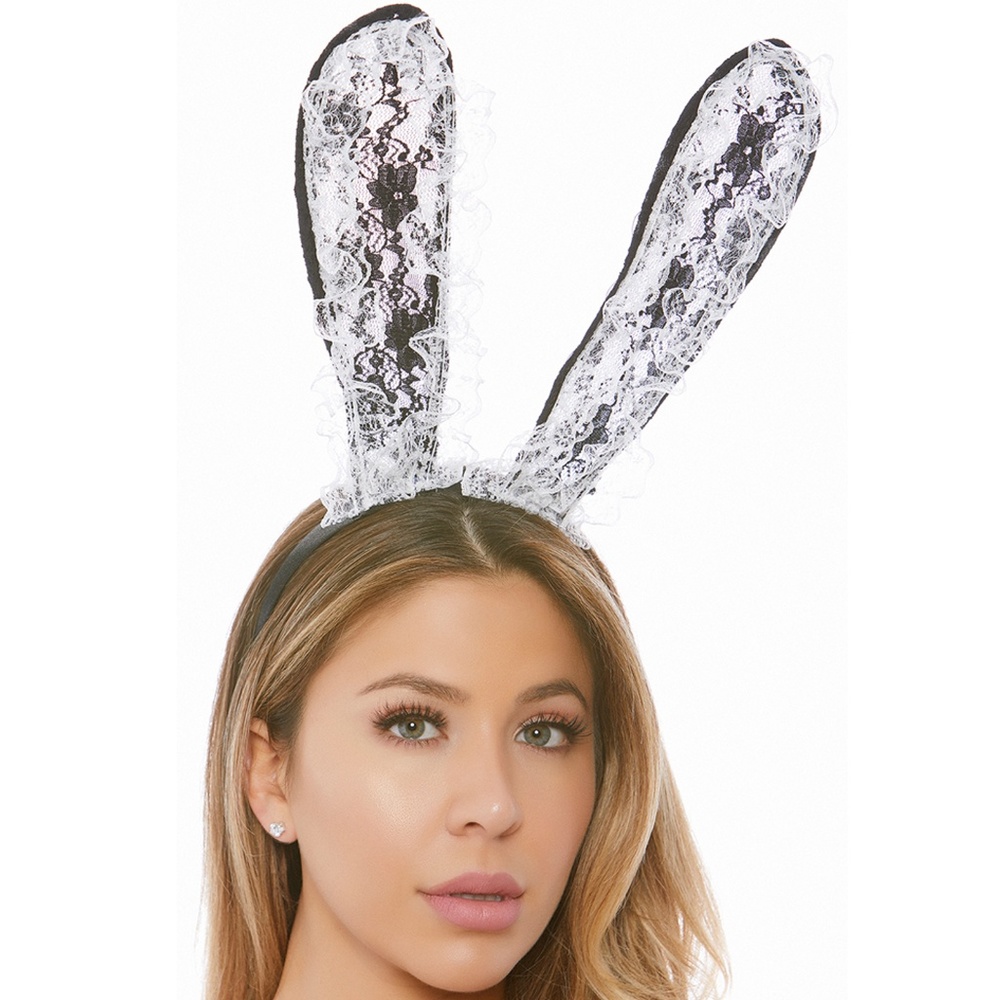 Lace Bunny Rabbit Ears Headband with Ruffles